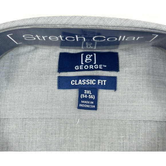 George Mens Gray Long Sleeve Stretch Collar Classic Fit Shirt 3XL & 38-39 NEW! - Picture 3 of 6